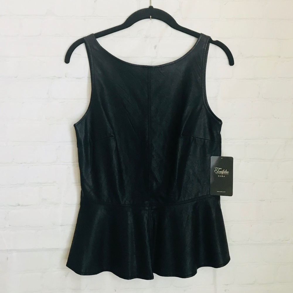 NWT Zara faux leather peplum top Size M